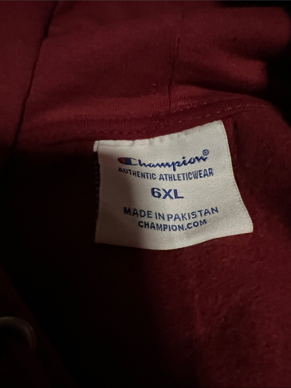Champion Burgundy Hoodie with White & Red Logo Sz 6XL - Picture 2 of 5
